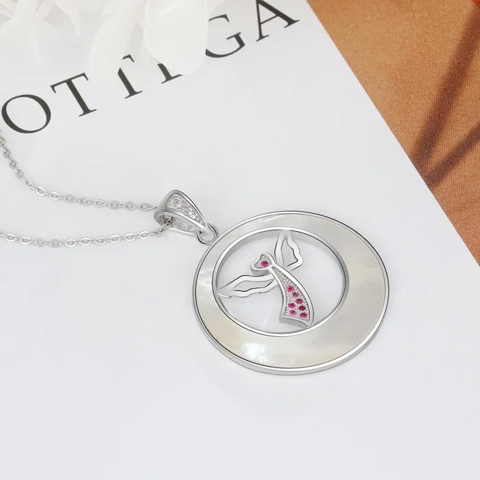 customjewelryan Necklaces Romantic 925 Silver Sterling Necklace with Pearl Angel Pendant for Women New Arrival 2018 Jewelry Gift