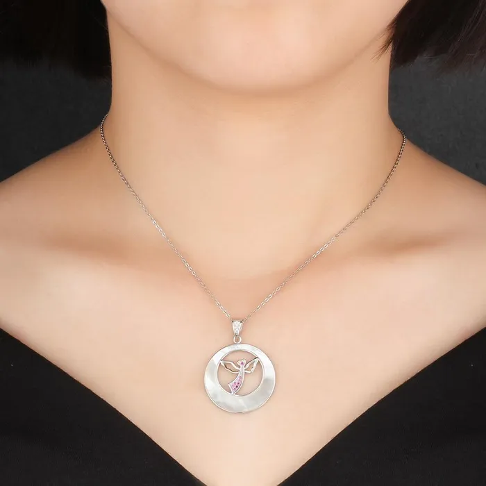 customjewelryan Necklaces Romantic 925 Silver Sterling Necklace with Pearl Angel Pendant for Women New Arrival 2018 Jewelry Gift