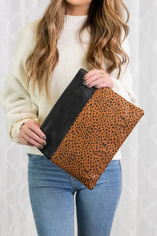 Dani Em Leopard Gold Ring Vegan Leather Clutch Online Only Rings