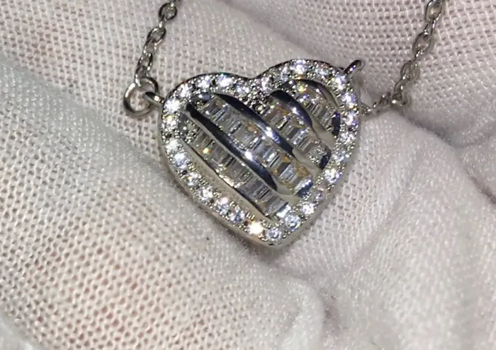 Diamond Heart Necklace Womens Diamond Necklace Heart Necklace with Diamonds Heart Pendant Heart Necklace Silver Heart Pendants Minx London Necklaces