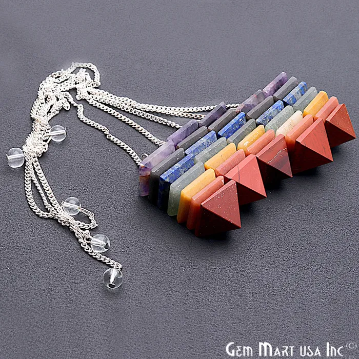 DIY 7 Chakra Pendant Healing Crystal Silver Chain 42x15mm Chakra Pendant Terminated Pendant GemmartUSA Necklaces DIY 7 Chakra Pendant Healing Crystal Silver Chain 42x15mm Chakra Pendant Terminated Pendant GemmartUSA Necklaces