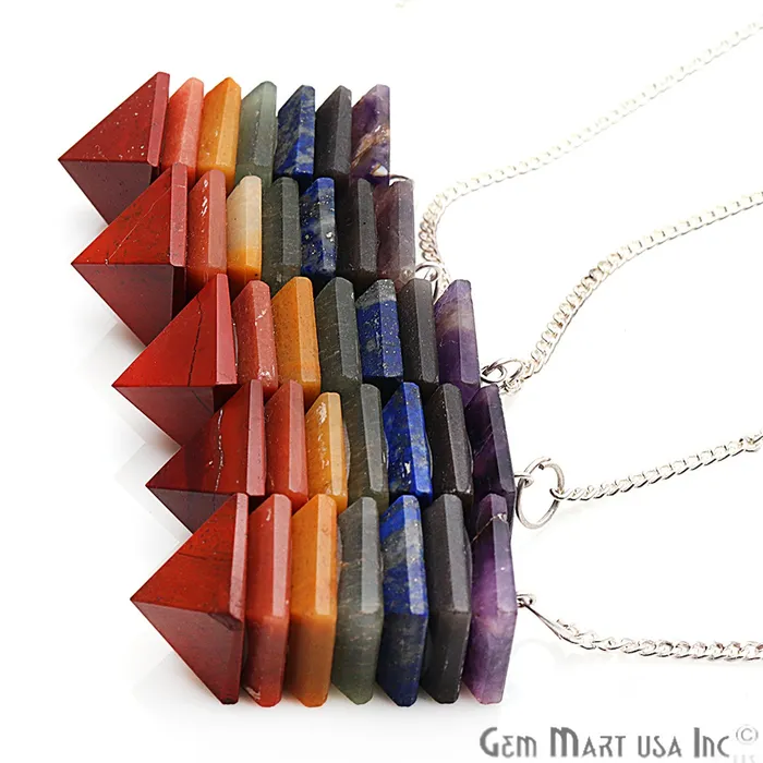 DIY 7 Chakra Pendant Healing Crystal Silver Chain 42x15mm Chakra Pendant Terminated Pendant GemmartUSA Necklaces DIY 7 Chakra Pendant Healing Crystal Silver Chain 42x15mm Chakra Pendant Terminated Pendant GemmartUSA Necklaces
