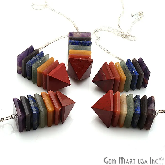 DIY 7 Chakra Pendant Healing Crystal Silver Chain 42x15mm Chakra Pendant Terminated Pendant GemmartUSA Necklaces DIY 7 Chakra Pendant Healing Crystal Silver Chain 42x15mm Chakra Pendant Terminated Pendant GemmartUSA Necklaces
