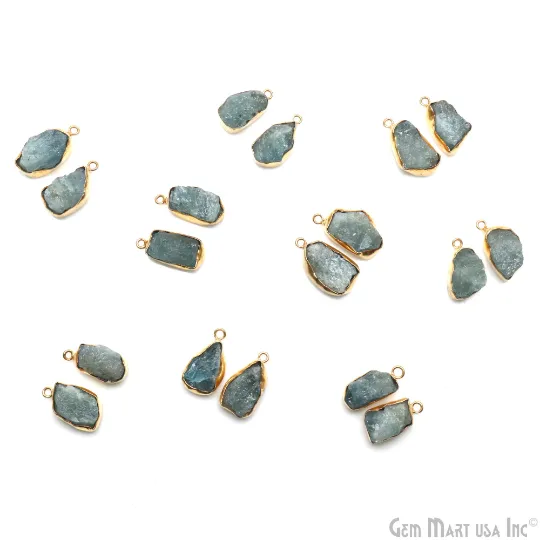 DIY Aquamarine Organic 24x10mm Gold Electroplated Finding Earing Connector GemmartUSA PreStyled Sets DIY Aquamarine Organic 24x10mm Gold Electroplated Finding Earing Connector GemmartUSA PreStyled Sets