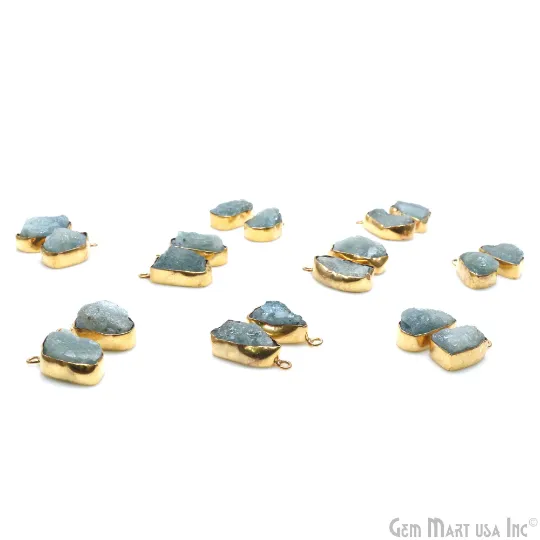 DIY Aquamarine Organic 24x10mm Gold Electroplated Finding Earing Connector GemmartUSA PreStyled Sets DIY Aquamarine Organic 24x10mm Gold Electroplated Finding Earing Connector GemmartUSA PreStyled Sets