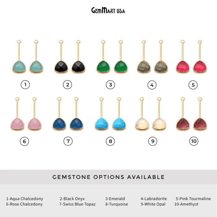 DIY Gemstone 26x9mm Trillion Long Dangle Drop Chandelier Earrings Connector 1 Pair GemMartUSA Earrings