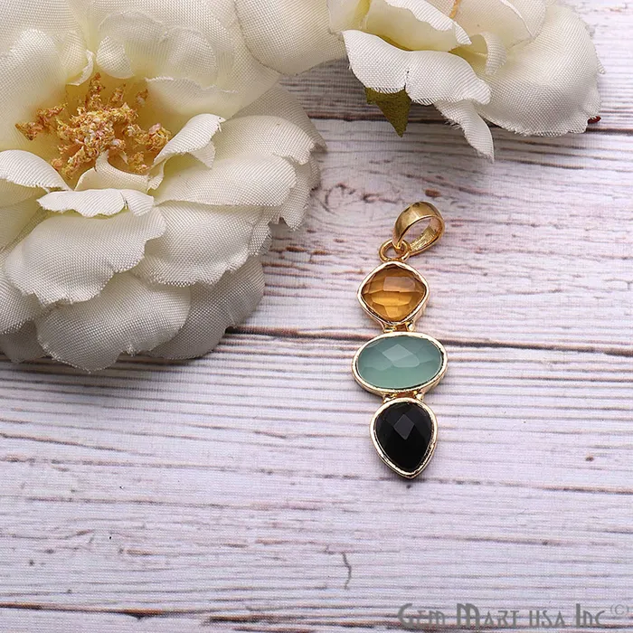 DIY Multi Gemstone 38x14mm Gold Plated Necklaces Pendant GemMartUSA Necklaces DIY Multi Gemstone 38x14mm Gold Plated Necklaces Pendant GemMartUSA Necklaces
