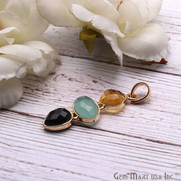 DIY Multi Gemstone 38x14mm Gold Plated Necklaces Pendant GemMartUSA Necklaces