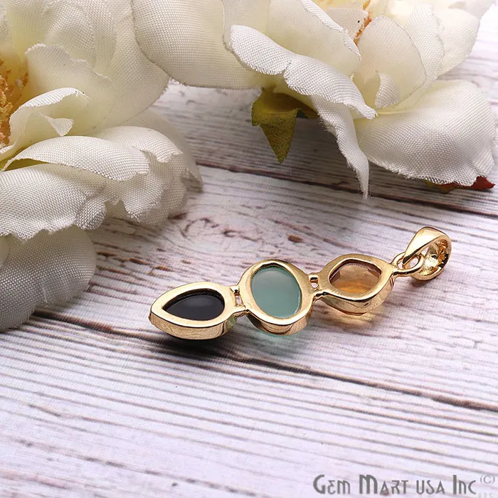 DIY Multi Gemstone 38x14mm Gold Plated Necklaces Pendant GemMartUSA Necklaces
