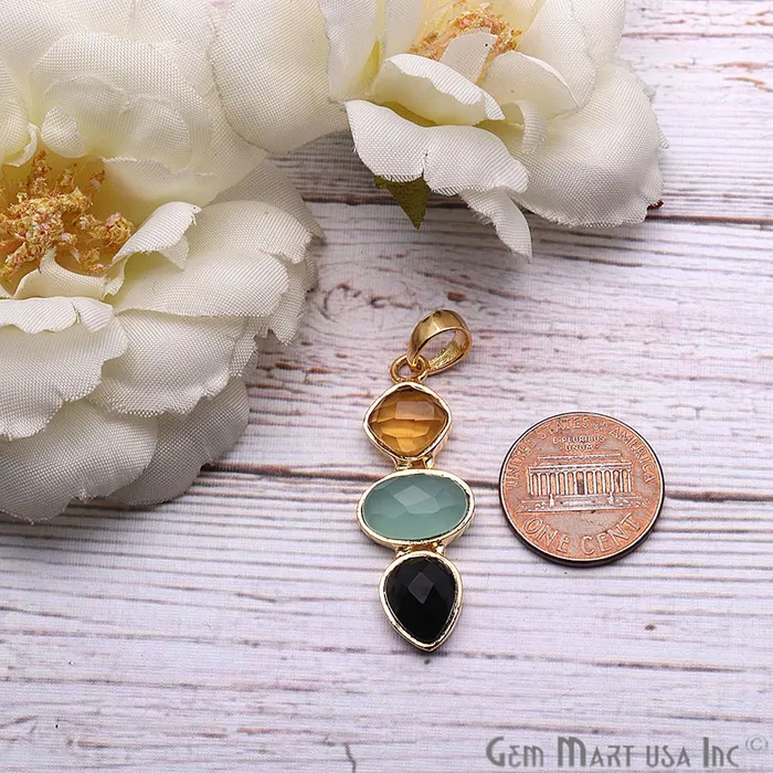 DIY Multi Gemstone 38x14mm Gold Plated Necklaces Pendant GemMartUSA Necklaces