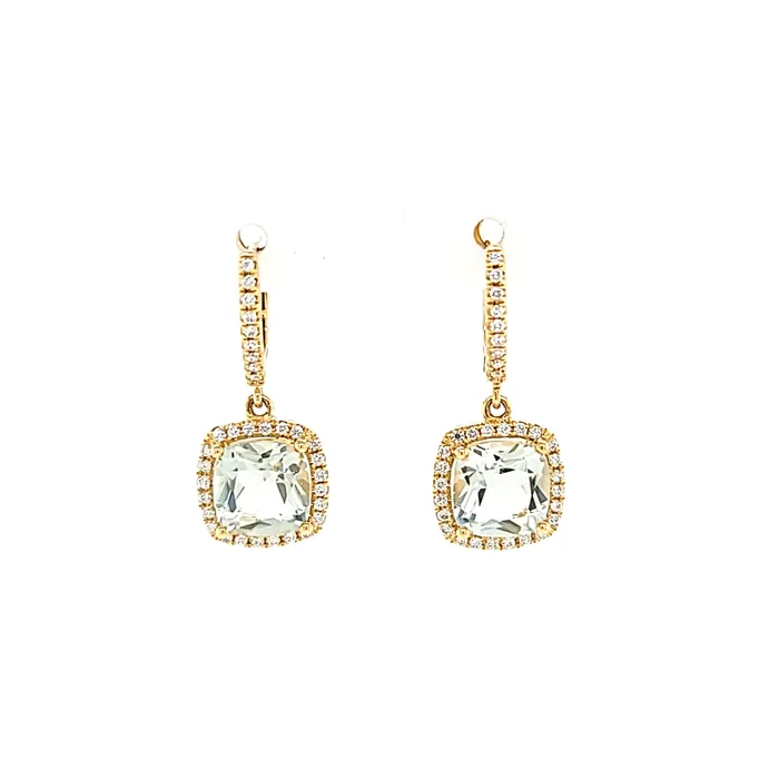 Doves Yellow Gold Green Amethyst Diamond Earrings I6667 Earrings