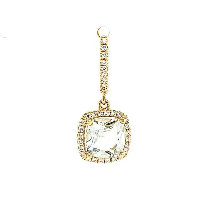 Doves Yellow Gold Green Amethyst Diamond Earrings I6667 Earrings