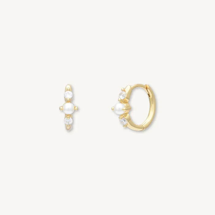 Earrings Camile Stone Pearl Sapphire Huggie Earrings