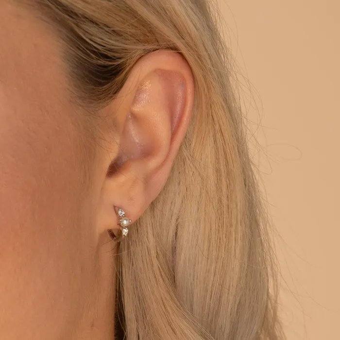 Earrings Camile Stone Pearl Sapphire Huggie Earrings Earrings Camile Stone Pearl Sapphire Huggie Earrings