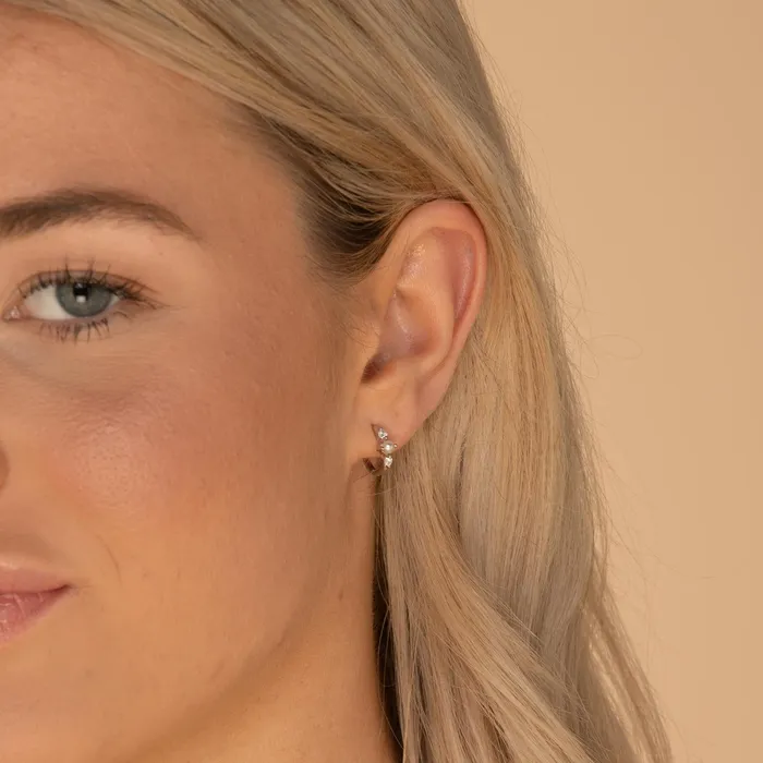 Earrings Camile Stone Pearl Sapphire Huggie Earrings Earrings Camile Stone Pearl Sapphire Huggie Earrings