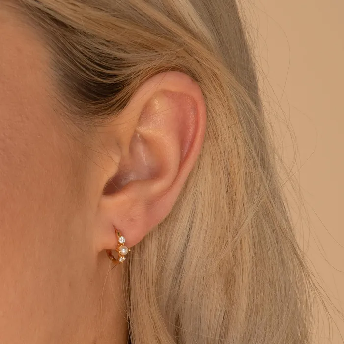 Earrings Camile Stone Pearl Sapphire Huggie Earrings Earrings Camile Stone Pearl Sapphire Huggie Earrings