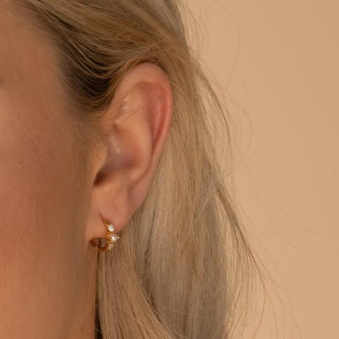 Earrings Camile Stone Pearl Sapphire Huggie Earrings Earrings Camile Stone Pearl Sapphire Huggie Earrings