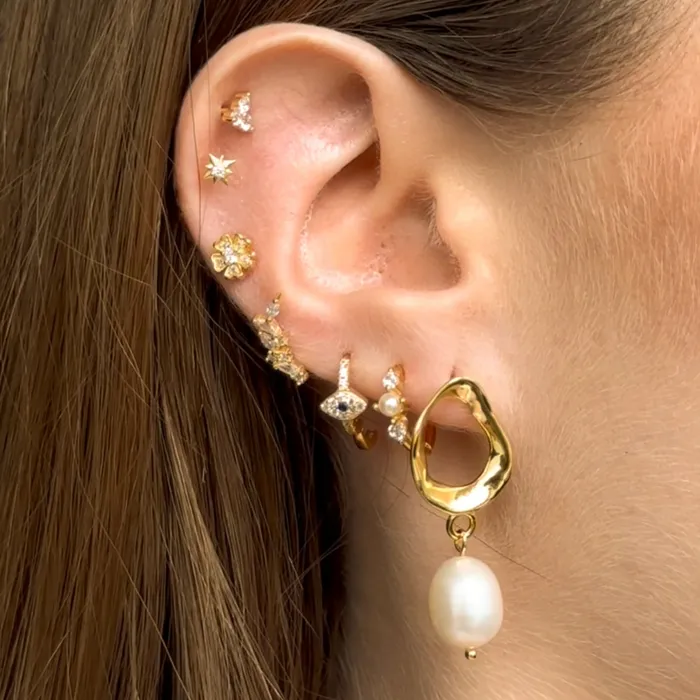 Earrings Camile Stone Pearl Sapphire Huggie Earrings Earrings Camile Stone Pearl Sapphire Huggie Earrings