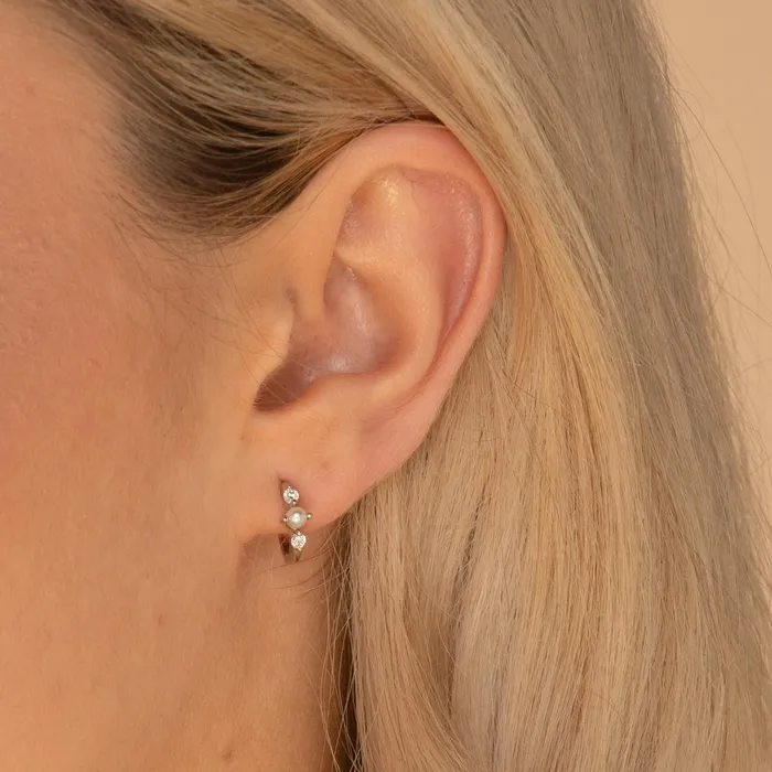 Earrings Camile Stone Pearl Sapphire Huggie Earrings Earrings Camile Stone Pearl Sapphire Huggie Earrings