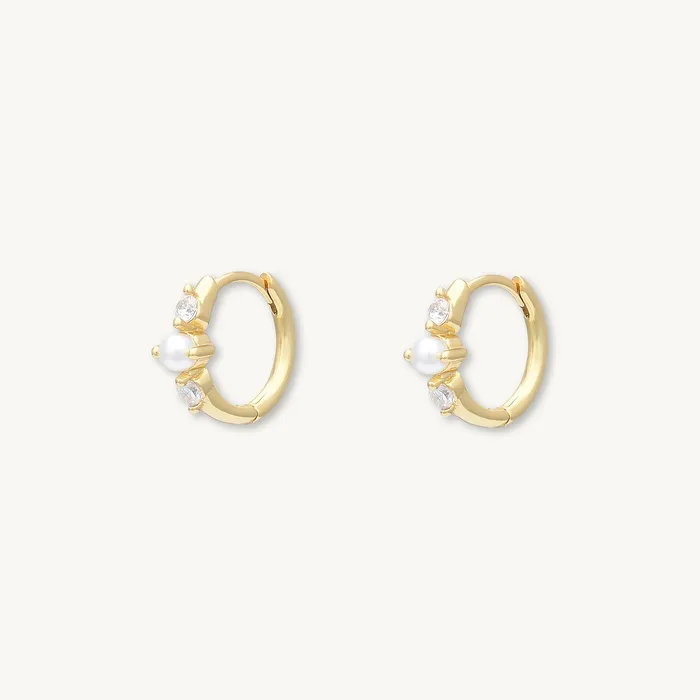 Earrings Camile Stone Pearl Sapphire Huggie Earrings Earrings Camile Stone Pearl Sapphire Huggie Earrings