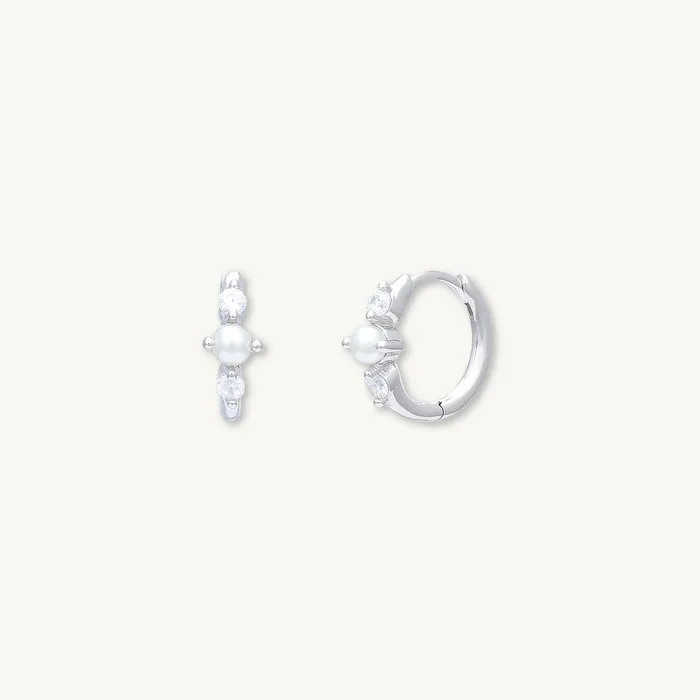 Earrings Camile Stone Pearl Sapphire Huggie Earrings Earrings Camile Stone Pearl Sapphire Huggie Earrings