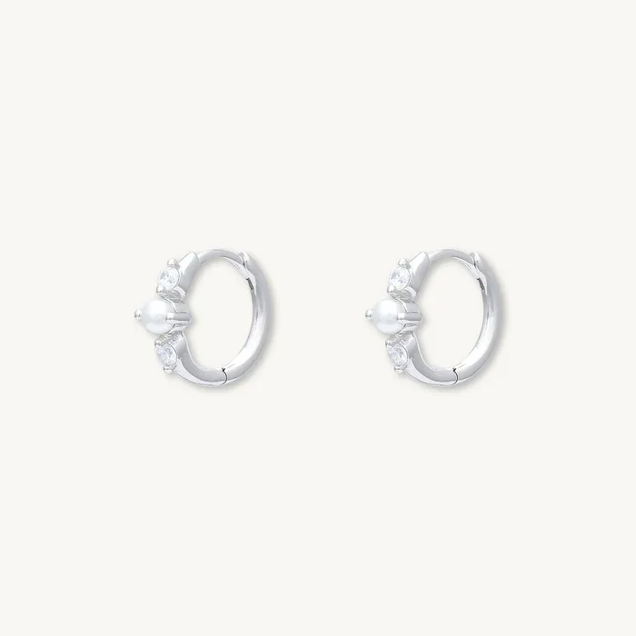 Earrings Camile Stone Pearl Sapphire Huggie Earrings Earrings Camile Stone Pearl Sapphire Huggie Earrings