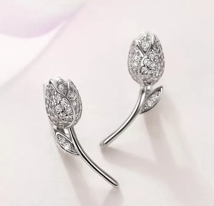 Earrings Diamond Rose Rose Earrings Diamond Earrings Flower Earrings Womens Earrings Ear Studs Womens Diamond Ear Studs Charm Earrings Minx London