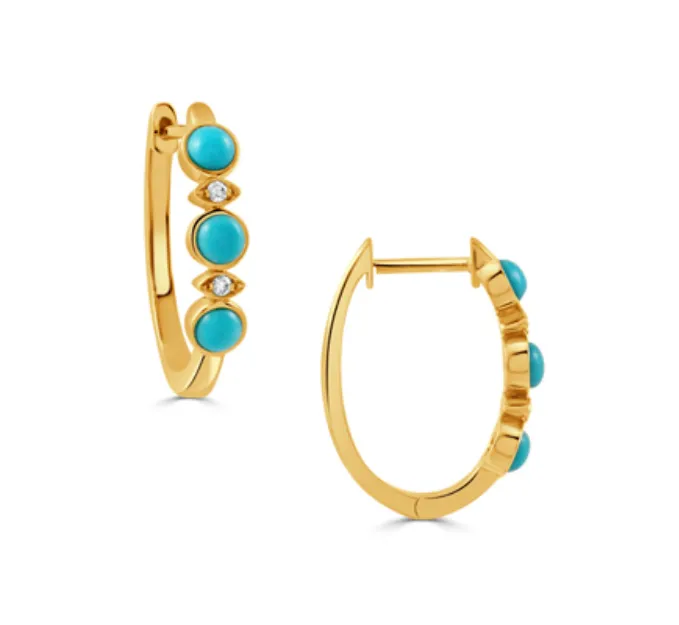 Earrings Doves 18k Yellow Gold Bezel Turquoise Marquise Pod Diamond Hoop Earrings I9014 Earrings Doves 18k Yellow Gold Bezel Turquoise Marquise Pod Diamond Hoop Earrings I9014