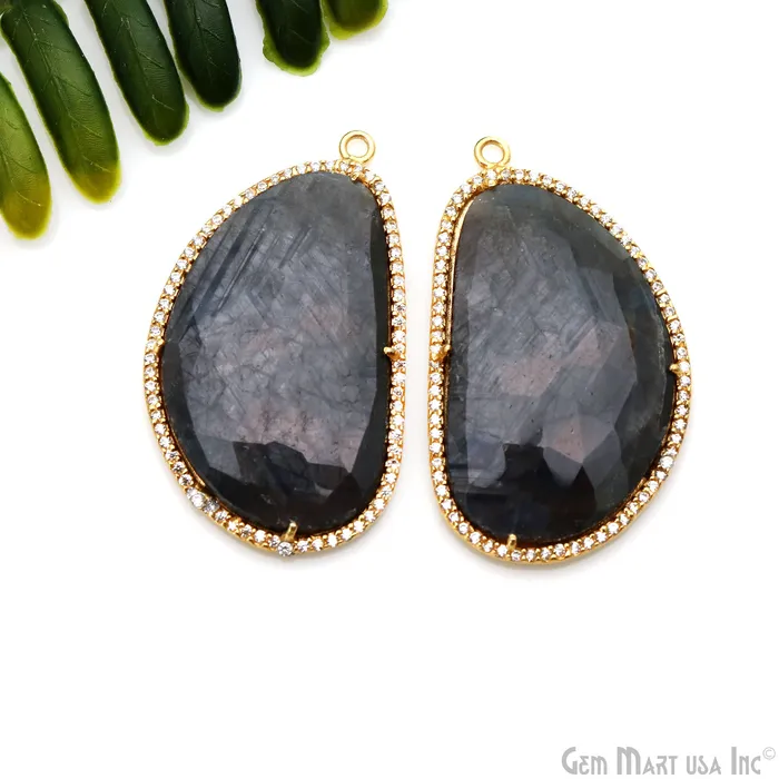 Earrings GemmartUSA DIY Sapphire with Pave Cubic Zirconia 40x23mm Gold Vermeil Chandelier Earrings Connector 1 Pair Earrings GemmartUSA DIY Sapphire with Pave Cubic Zirconia 40x23mm Gold Vermeil Chandelier Earrings Connector 1 Pair