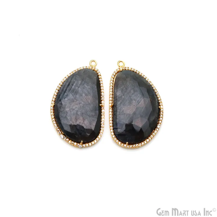 Earrings GemmartUSA DIY Sapphire with Pave Cubic Zirconia 40x23mm Gold Vermeil Chandelier Earrings Connector 1 Pair Earrings GemmartUSA DIY Sapphire with Pave Cubic Zirconia 40x23mm Gold Vermeil Chandelier Earrings Connector 1 Pair