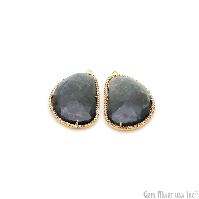 Earrings GemmartUSA DIY Sapphire with Pave Cubic Zirconia 40x23mm Gold Vermeil Chandelier Earrings Connector 1 Pair Earrings GemmartUSA DIY Sapphire with Pave Cubic Zirconia 40x23mm Gold Vermeil Chandelier Earrings Connector 1 Pair
