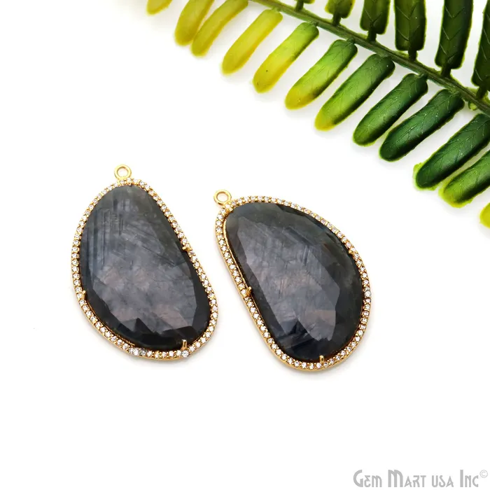 Earrings GemmartUSA DIY Sapphire with Pave Cubic Zirconia 40x23mm Gold Vermeil Chandelier Earrings Connector 1 Pair Earrings GemmartUSA DIY Sapphire with Pave Cubic Zirconia 40x23mm Gold Vermeil Chandelier Earrings Connector 1 Pair