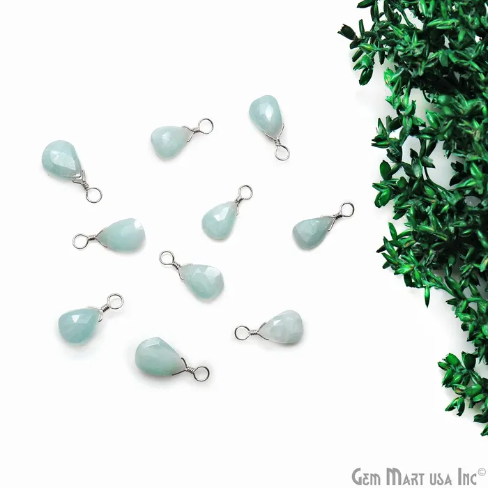 Earrings GemMartUSA Pear 6x9mm Silver Plated Wire Wrapped Single Bail Gemstone Drop Connector Earrings GemMartUSA Pear 6x9mm Silver Plated Wire Wrapped Single Bail Gemstone Drop Connector