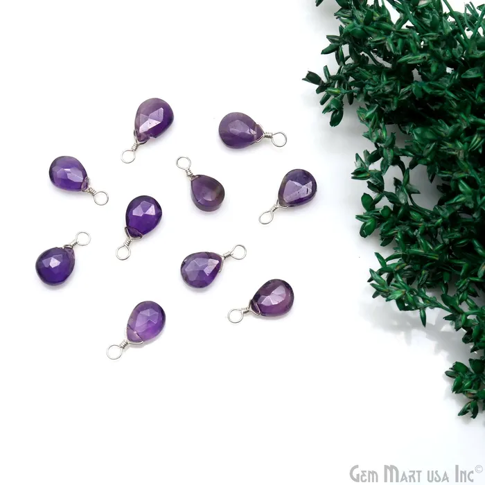 Earrings GemMartUSA Pear 6x9mm Silver Plated Wire Wrapped Single Bail Gemstone Drop Connector Earrings GemMartUSA Pear 6x9mm Silver Plated Wire Wrapped Single Bail Gemstone Drop Connector