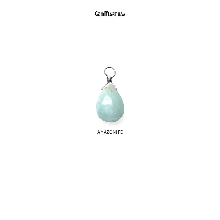 Earrings GemMartUSA Pear 6x9mm Silver Plated Wire Wrapped Single Bail Gemstone Drop Connector Earrings GemMartUSA Pear 6x9mm Silver Plated Wire Wrapped Single Bail Gemstone Drop Connector