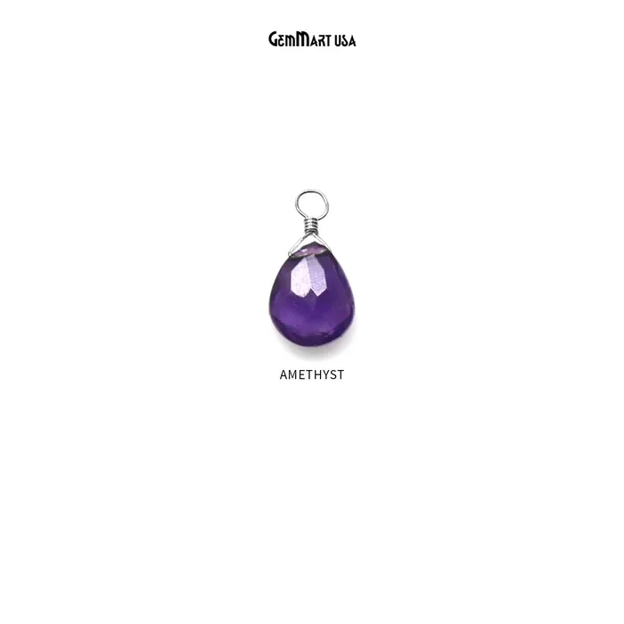 Earrings GemMartUSA Pear 6x9mm Silver Plated Wire Wrapped Single Bail Gemstone Drop Connector Earrings GemMartUSA Pear 6x9mm Silver Plated Wire Wrapped Single Bail Gemstone Drop Connector