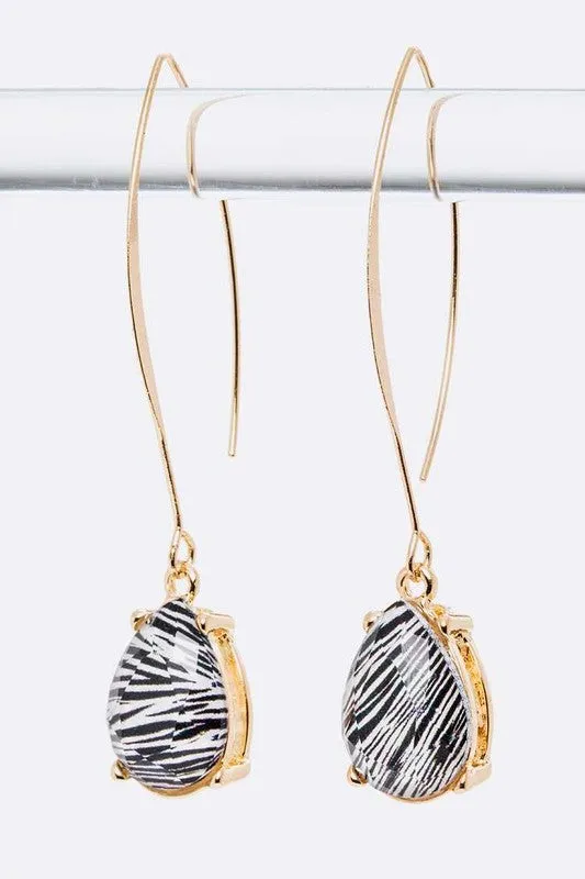 Earrings LA Jewelry Plaza Animal Printed Teardrop Long Dangle Earrings