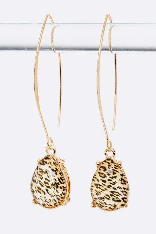 Earrings LA Jewelry Plaza Animal Printed Teardrop Long Dangle Earrings Earrings LA Jewelry Plaza Animal Printed Teardrop Long Dangle Earrings