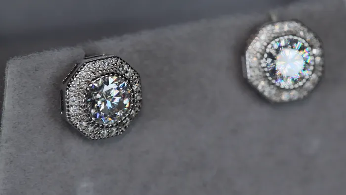Earrings Lab Diamonds London Big Moissanite Diamond Ear Studs Octagon Moissanite Diamond Ear Studs