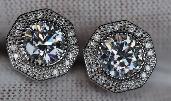 Earrings Lab Diamonds London Big Moissanite Diamond Ear Studs Octagon Moissanite Diamond Ear Studs