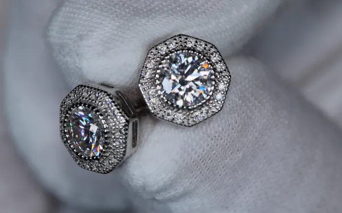 Earrings Lab Diamonds London Big Moissanite Diamond Ear Studs Octagon Moissanite Diamond Ear Studs