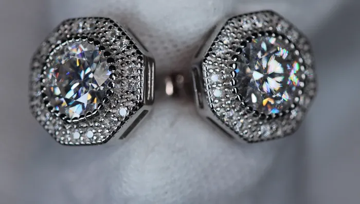 Earrings Lab Diamonds London Big Moissanite Diamond Ear Studs Octagon Moissanite Diamond Ear Studs
