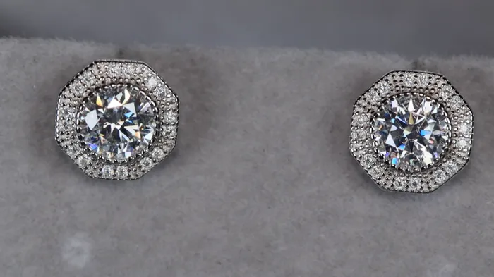 Earrings Lab Diamonds London Big Moissanite Diamond Ear Studs Octagon Moissanite Diamond Ear Studs