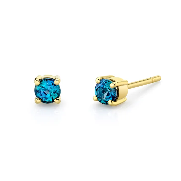 Earrings Safiya Jewels Princess Studs 18K Yellow Gold Natural Alexandrite Earring Earrings Safiya Jewels Princess Studs 18K Yellow Gold Natural Alexandrite Earring