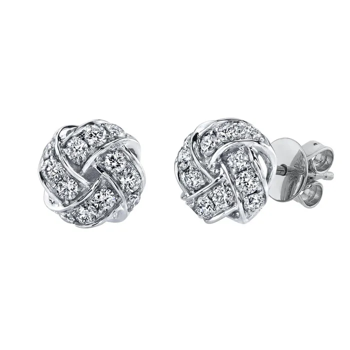 Earrings TVON 14K 050cttw VS White Diamond Love Knot Stud Earrings