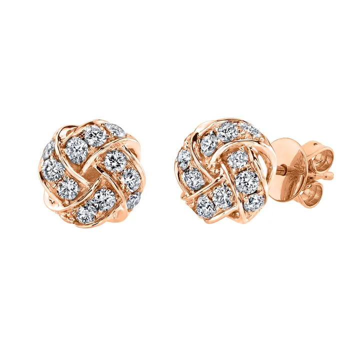Earrings TVON 14K 050cttw VS White Diamond Love Knot Stud Earrings