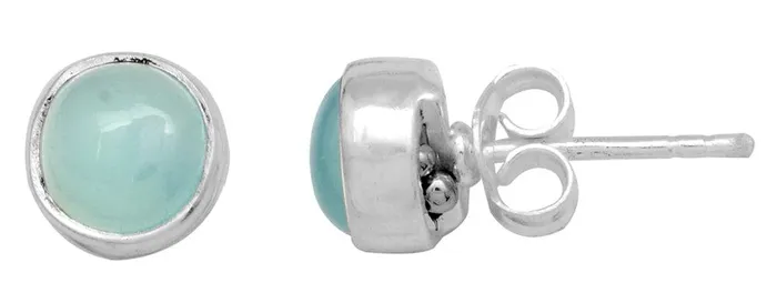 Earrings YoTreasure Aqua Chalcedony Solid 925 Sterling Silver Stud Earrings Earrings YoTreasure Aqua Chalcedony Solid 925 Sterling Silver Stud Earrings