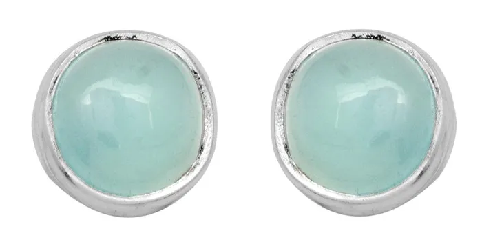Earrings YoTreasure Aqua Chalcedony Solid 925 Sterling Silver Stud Earrings