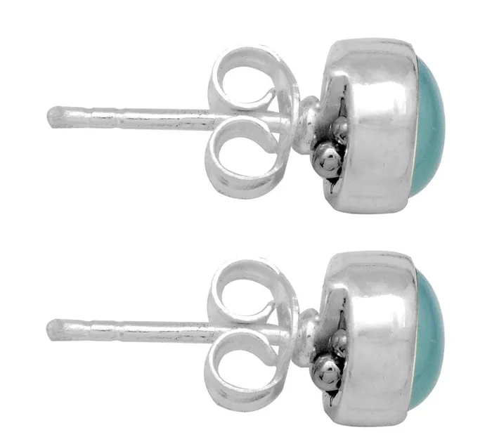 Earrings YoTreasure Aqua Chalcedony Solid 925 Sterling Silver Stud Earrings