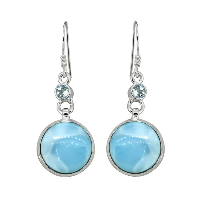 Earrings YoTreasure Larimar Blue Topaz Solid 925 Sterling Silver Dangle Earrings Earrings YoTreasure Larimar Blue Topaz Solid 925 Sterling Silver Dangle Earrings